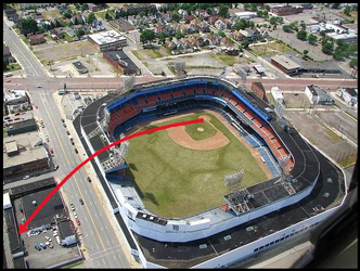 Diagram of Mickey Mantle's epic 643-foot home run hit at Tiger Stadium in Detroit on Sept. 10, 1960 - Accoring to the Guinness Book of World Records, it's the longest home run ever measure after the fact.