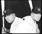 Composite photo of Mickey Mantle's switch-hitting batting stances - righty and lefty. Mantle was the greatest switch-hitter ever.
